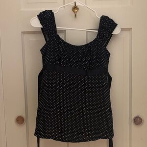 Hollister Navy and White Polka Dot Tank Top